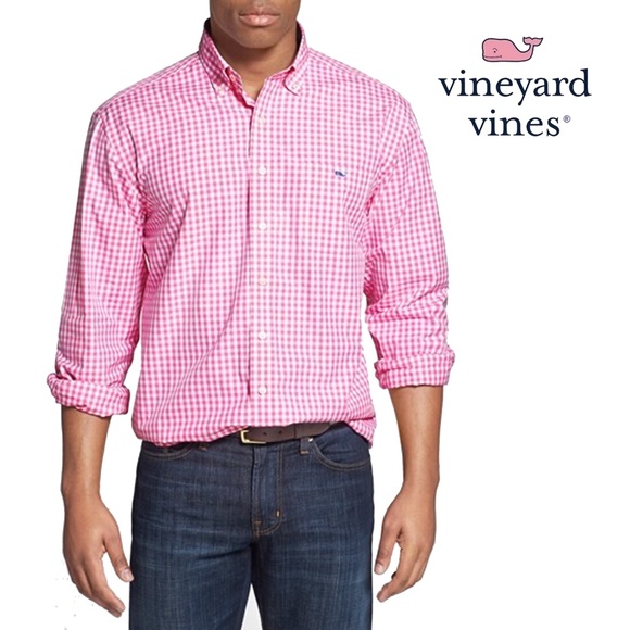 Vineyard Vines Classic Fit Tucker Shirt 100% Cotton Pink Gingham Check NWOT - Picture 1 of 15